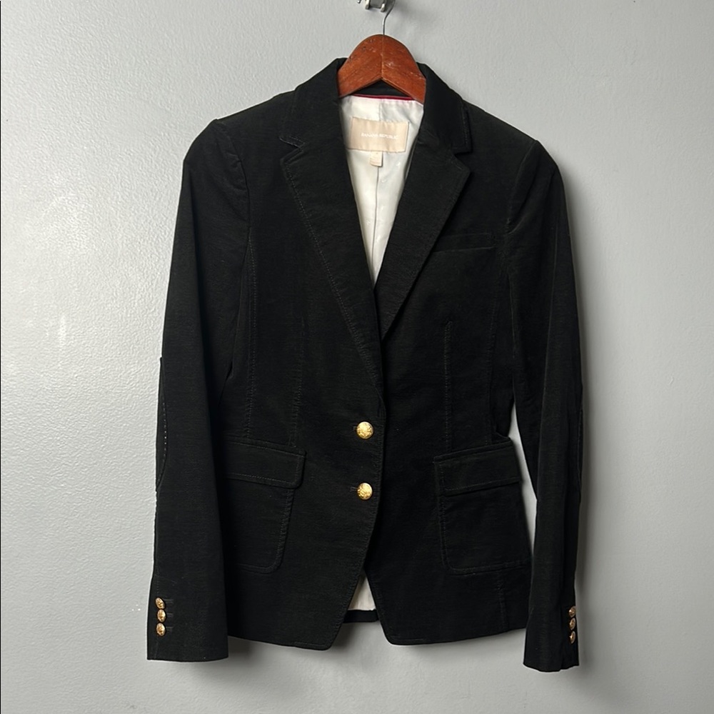 J Crew Black Corduroy Black Blazer with Gold Buttons size 4 Cotton blend